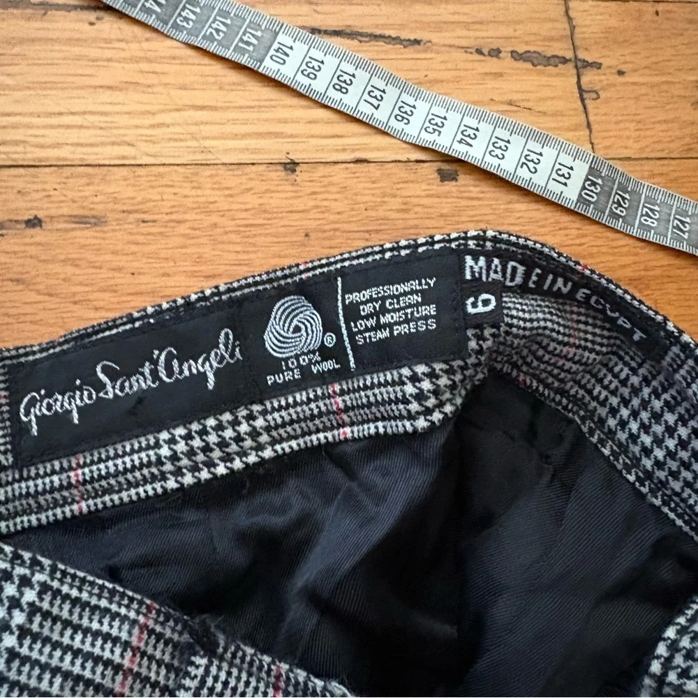 Vintage Georgio Saint Angelo Plaid Wool Pleated Shorts Size 6